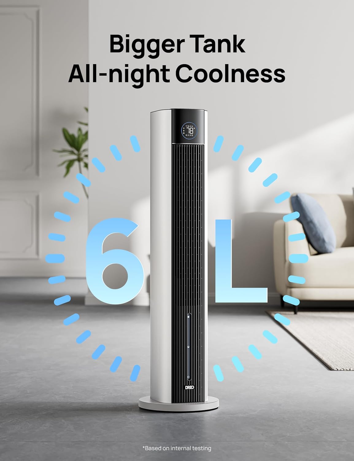 DREO Evaporative Air Swamp Cooler, 43" Cooling Fans that Blow Cold Air 2026 Upgraded, 80° Oscillating Floor Fan for Bedroom, Easy Cleaning, APP Control, Ice Packs, 4 Speeds & 4 Modes, 12H Timer, White