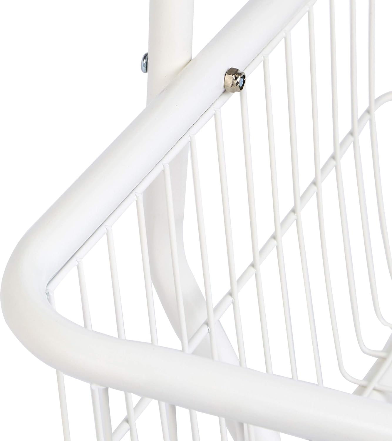 Amazon Basics Rectangular Laundry Hamper Basket Butler Cart with Wheels and Hanging Rack, Sturdy Metal, 71.1 inches Height, White