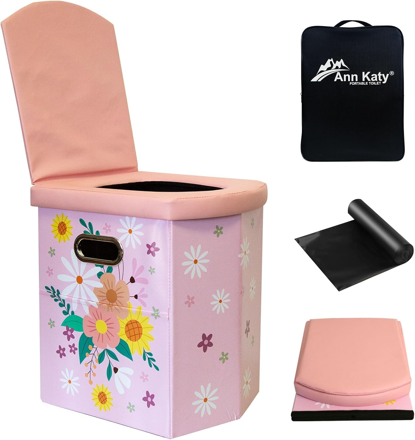 Ann Katy Upgrade XL Portable Toilet for Adults, Extra Large Portable Travel Floding Toilet, Camping Tall Toilets with Lid for Adults and Kids Compact Potty for Car,Hiking,Beach and Camping