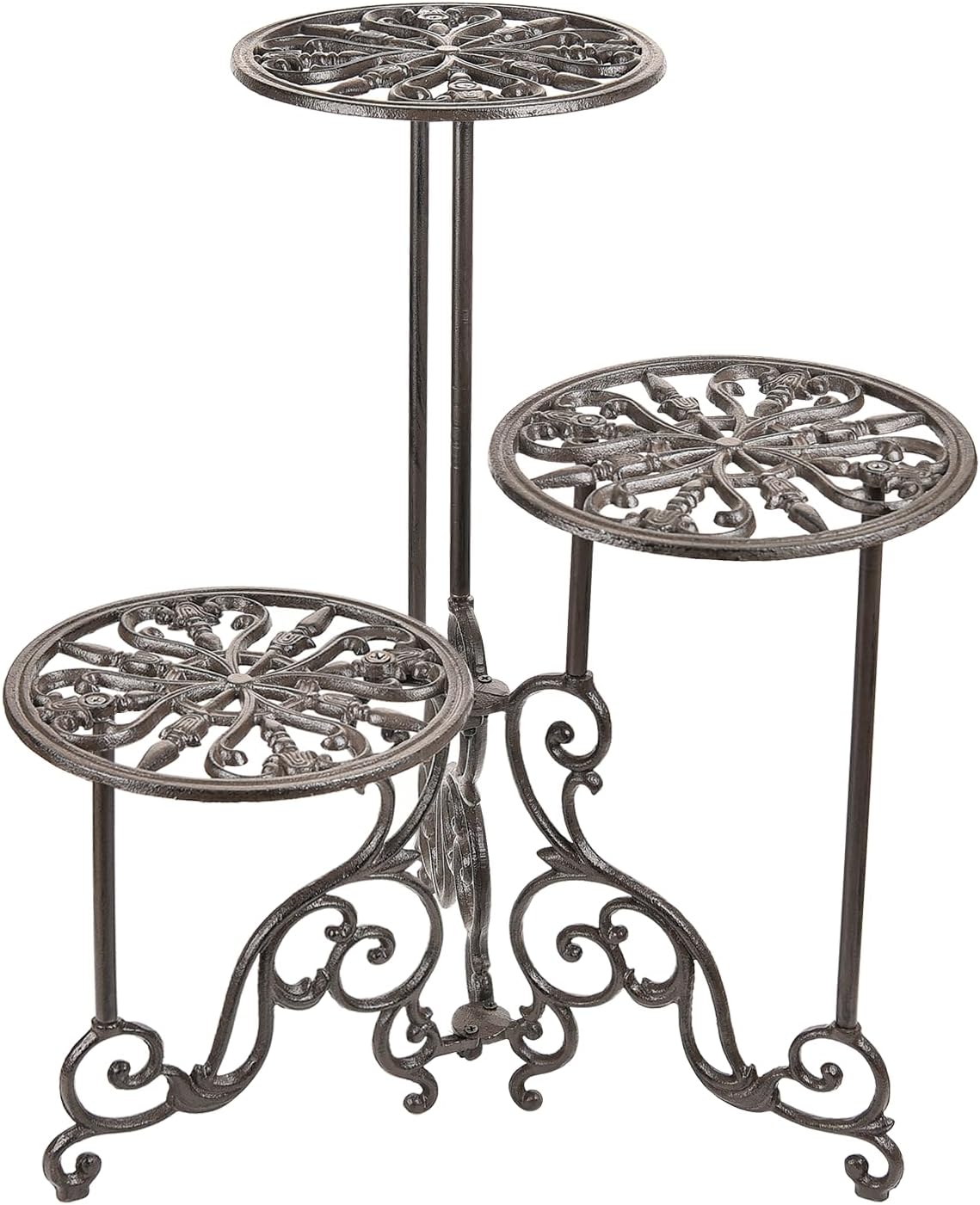Sungmor Heavy Duty Cast Iron Plant Caddy,11" Round Potted Plant Stand Flower Pot Rack on 3 Solid Wheels,Indoor Outdoor Planter Holder Trolley Casters Rolling Tray