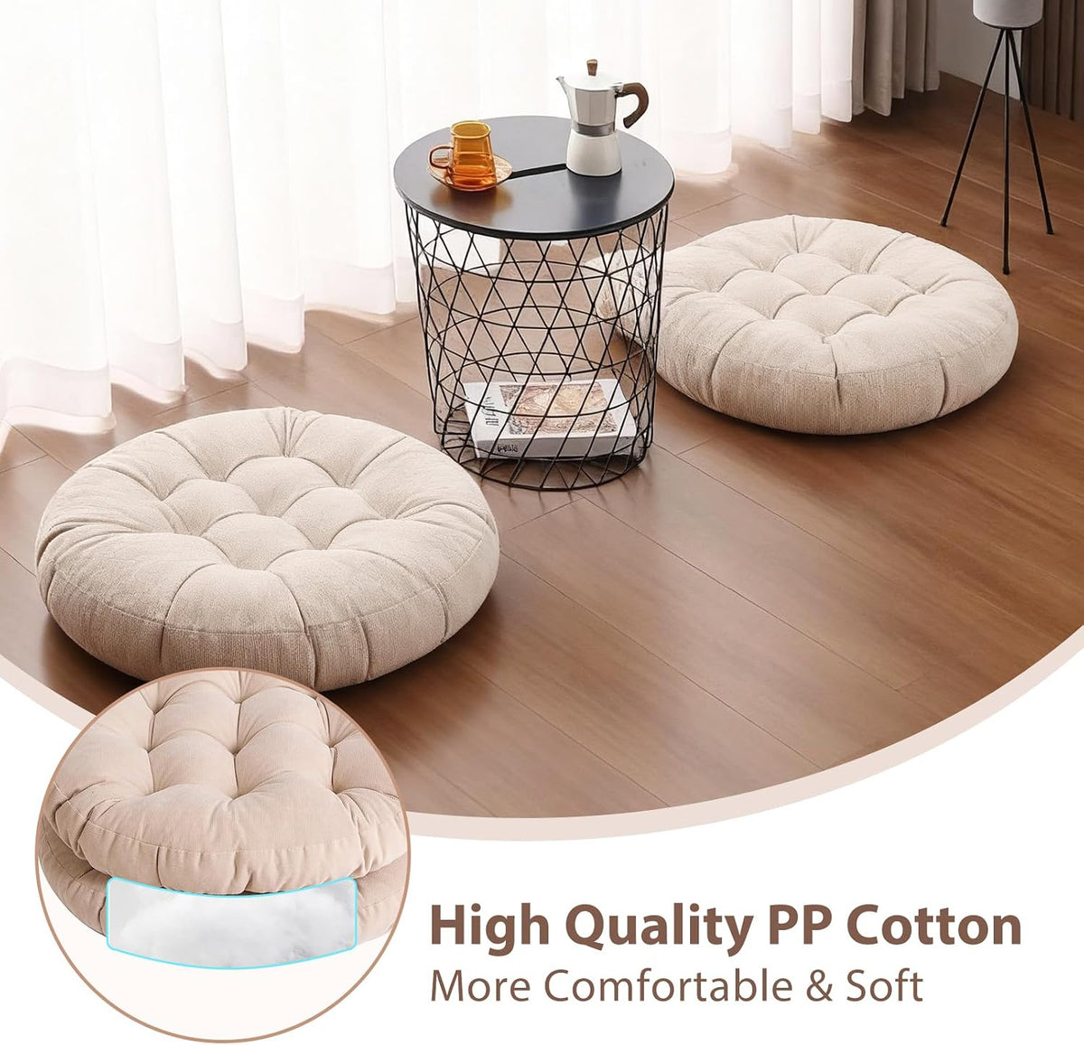 Tiita 22 Inch Floor Cushion - Round Outdoor Chair Cushion Pad with Corduroy