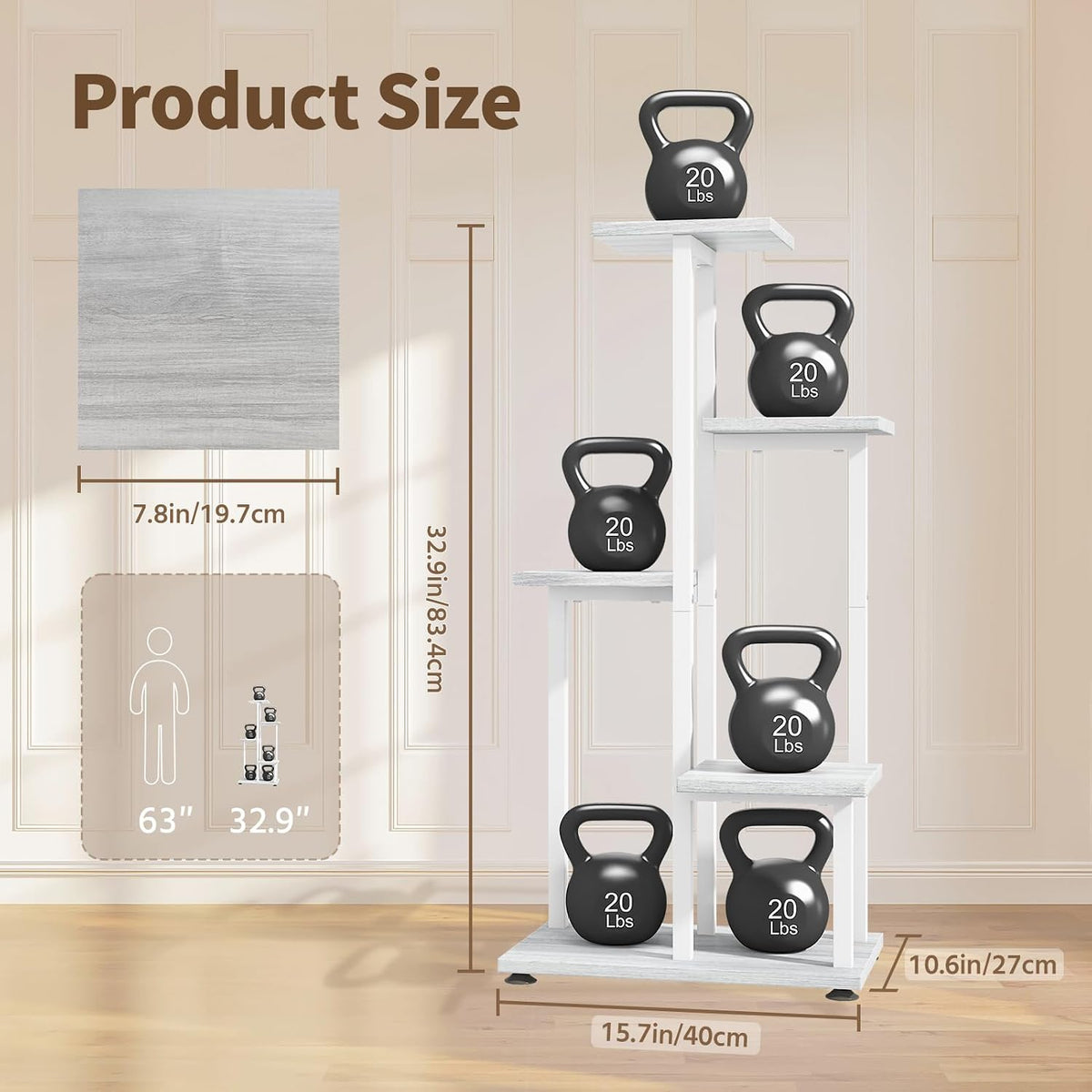 LASZOLA Wood Plant Stand Flower Holder Tall for Indoor Corner, 5 Tier White