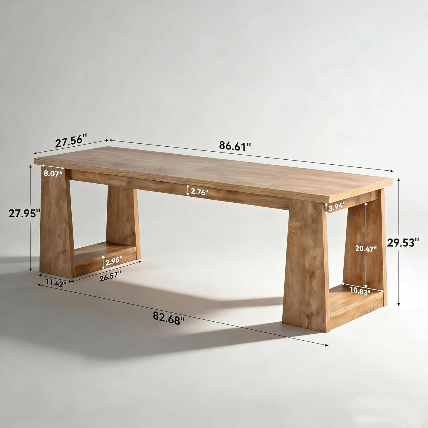 LITTLE TREE 86.6 Inch Extra Long Computer Desk, Two Person Desk, Dual Workstation Home Office Desks for 2 Users, Large Gaming & Multi-Monitor Setup Writing Table for Spacious Workspace