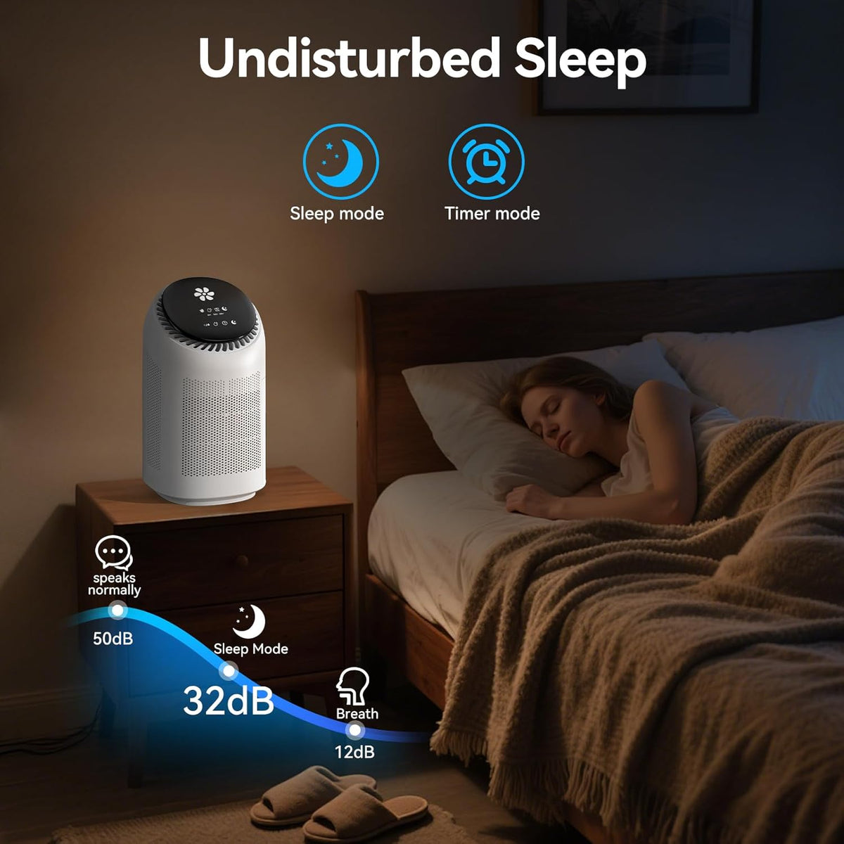 Dehumidifier with Purification Function for Home, Small Dehumidifier for Bedroom with Drain Hose, HEPA Filter & Auto-Off, 32dB Ultra-Quiet Sleep Mode, Ideal for Bedroom, Bathroom, Closet, RV