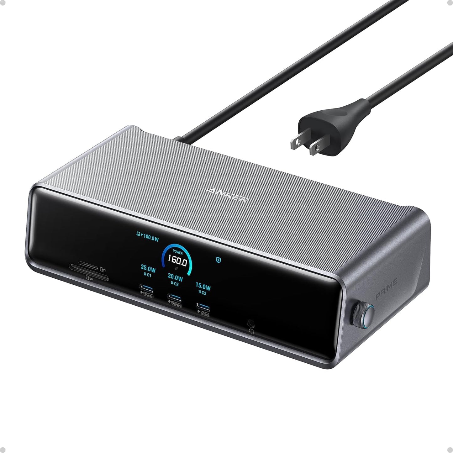 Anker Prime Docking Station (DL7400), 14-Port Triple Display with DisplayLink, 140W Max, Smart Display, Triple 4K 60Hz, Cooling Fan, for Windows Laptops (The Latest DisplayLink Driver Must Installed)