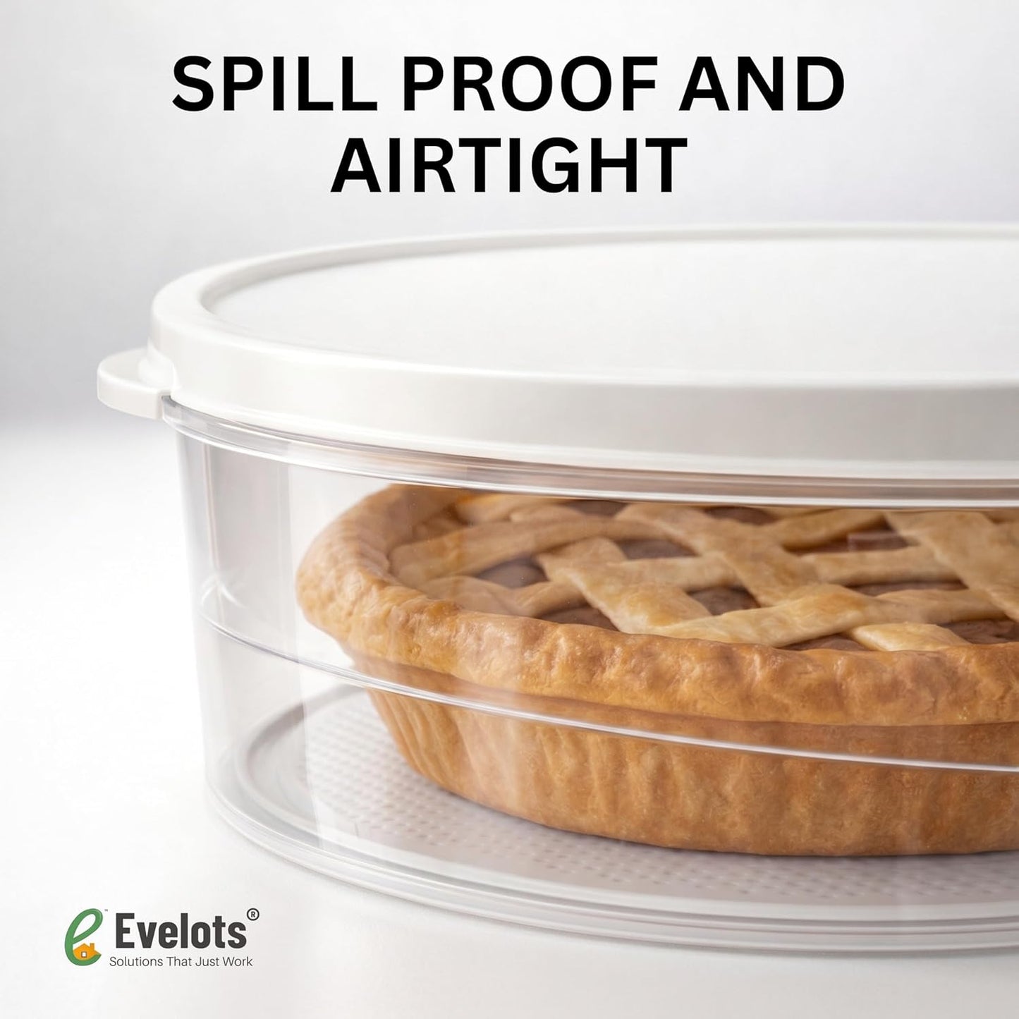 Evelots 4-Pack 10-Inch Airtight Food Storage Container with Lid - Portable Carrier for Pies, Cakes, Cupcakes & More - BPA-Free Clear Plastic - Secure & Easy Transport