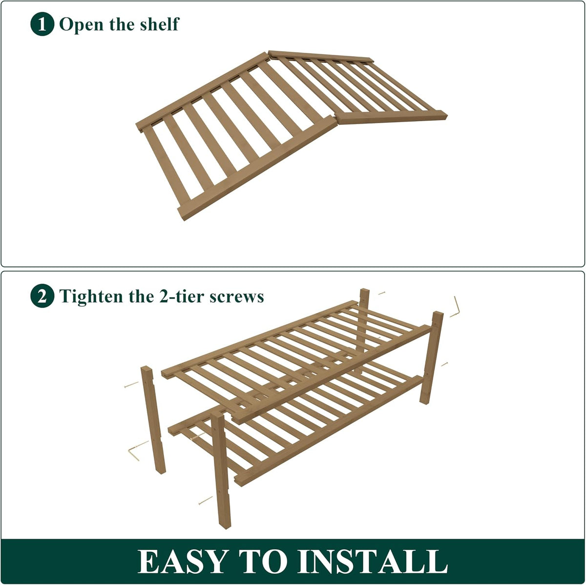 Smiry Bamboo Shoe Rack for Closet, 2 Tier - 26.77" Wide, Walnut
