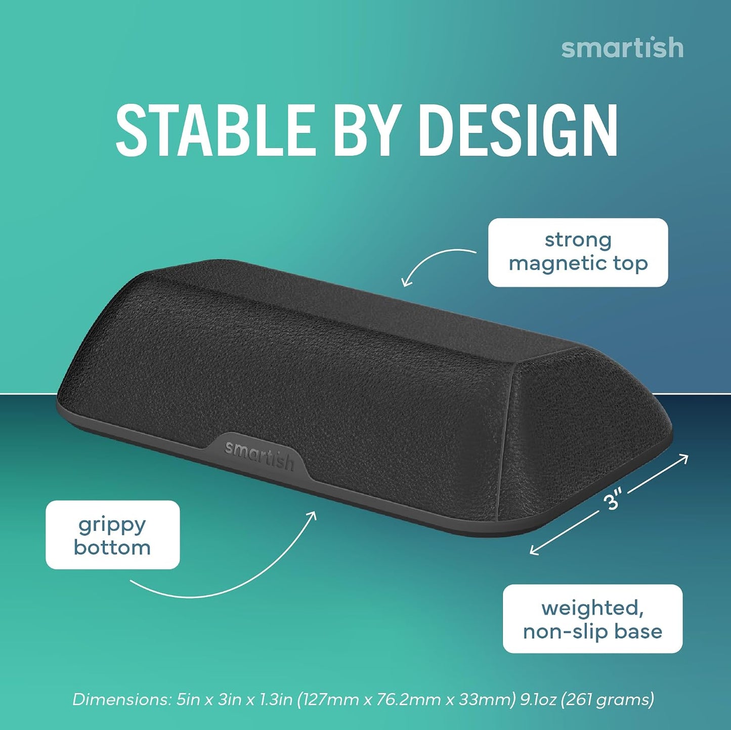 Smartish Magnetic Cord Holder, Bigger Cable Wrangler, Office Desk Organizer | Holds 8 Cords, 2 Cable Clips, Weighted Base, Charger Keeper, Phone Charging Cable Management, Nightstand Accessories, Black