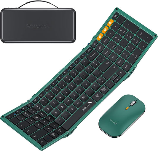 ProtoArc XKM01 Full-Size Foldable Keyboard Mouse Combo for Travel - Green