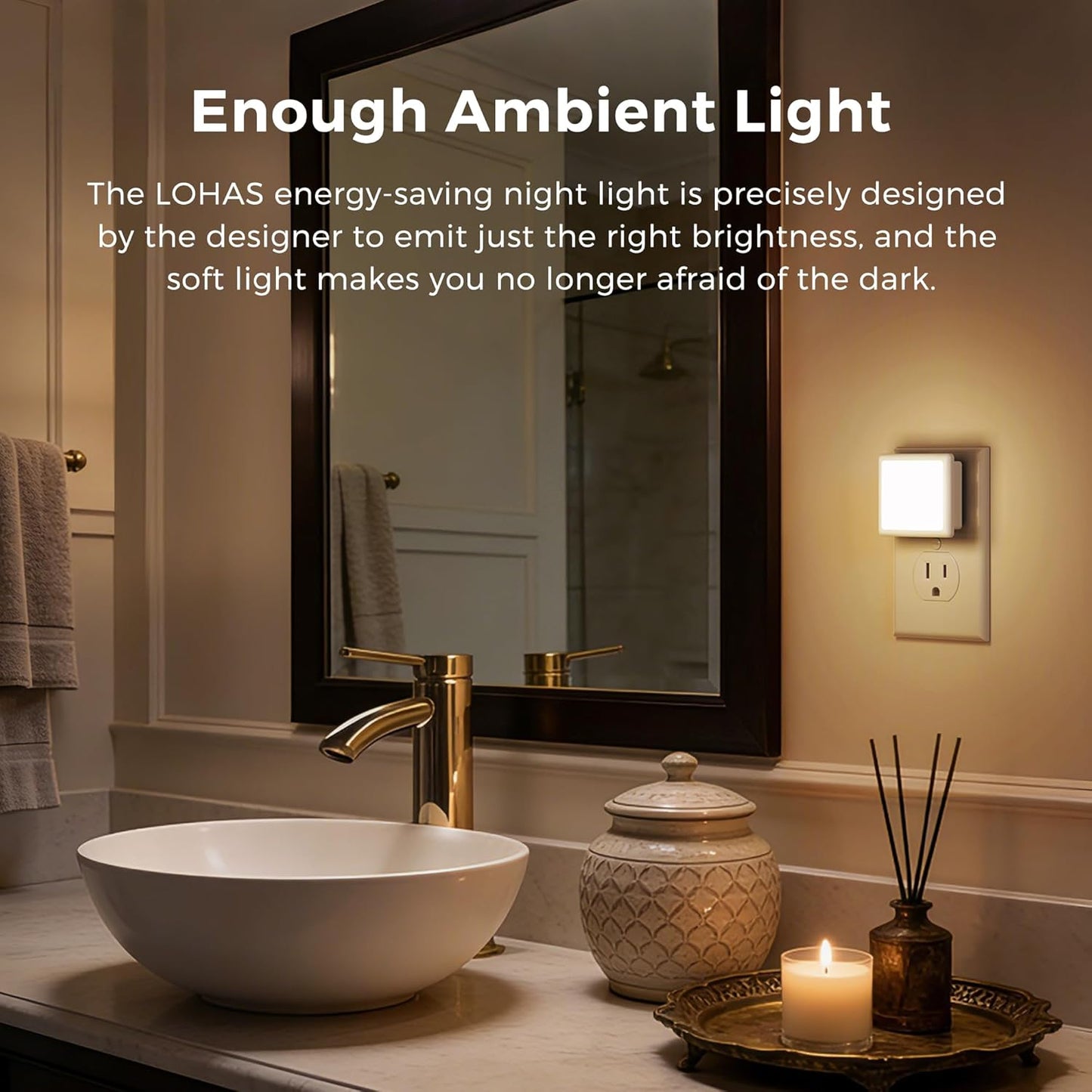 L LOHAS LED 3CCT Night Lights Plug into Wall 2-Pack, 0.3W Plug in Night Light, Dusk to Dawn, Bright Nightlight Auto-On/Off, for Adults Kids Room Bedroom Bathroom Hallway Kitchen