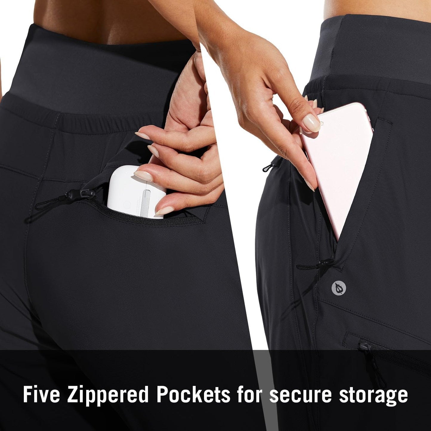 baleaf Womens Lightweight Hiking Pants Water Resistant Quick Dry Joggers with 5 Zipper Pockets UPF 50+ for Travel Hiking
