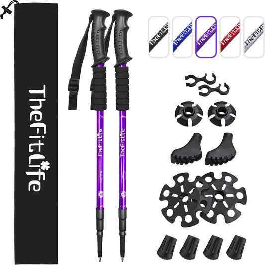TheFitLife Nordic Walking Trekking Poles - 2 Sticks with Anti-Shock and Quick Lock System, Telescopic, Collapsible, Ultralight for Hiking, Camping, Mountaining, Backpacking, Walking, Trekking