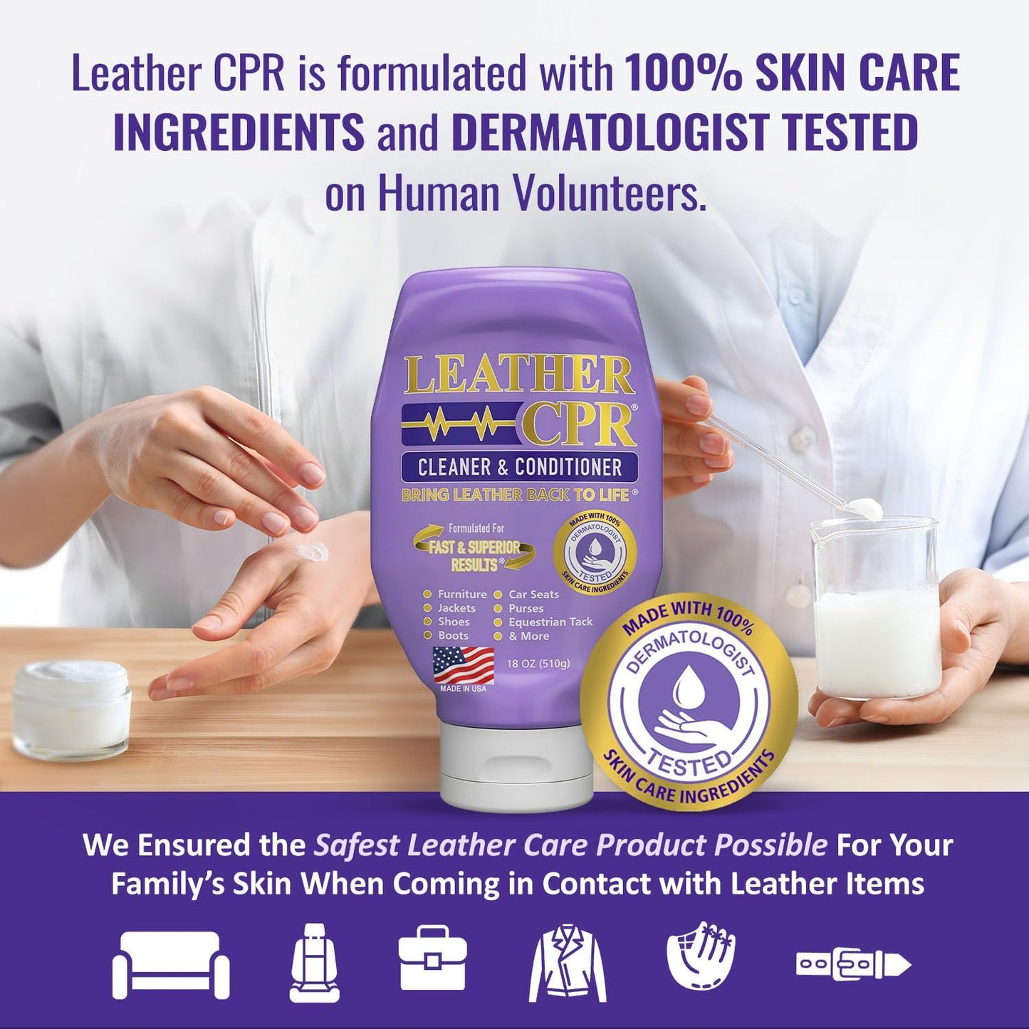 Leather CPR Cleaner and Conditioner 18oz. Bring Leather Back To Life on Furniture, Car Seats, Handbags, Jackets, Boots, Saddles, Purses & Shoes. Restores Shine, Softness & Color to Real Leather