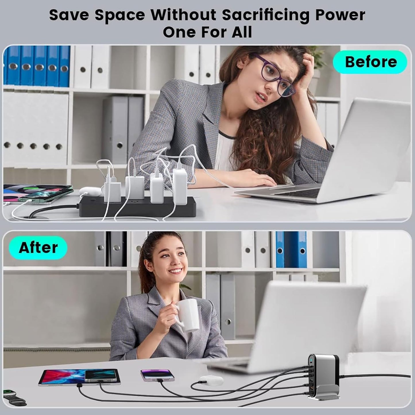 USB C Fast Charger - 285W GaN 8 Port Fast Charging Station Tower Hub for Multiple Devices: Type C Fast Charger Block for MacBook iPad iPhone 17/16/15/14/13 Pro Max Samsung Galaxy, Google Pixel & More