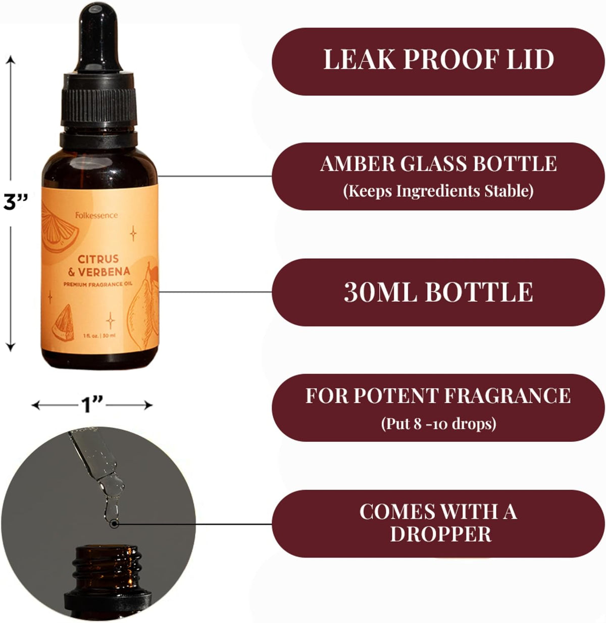 Folkulture Citrus & Verbena Essential Oil Blend for Diffusers, 30ml