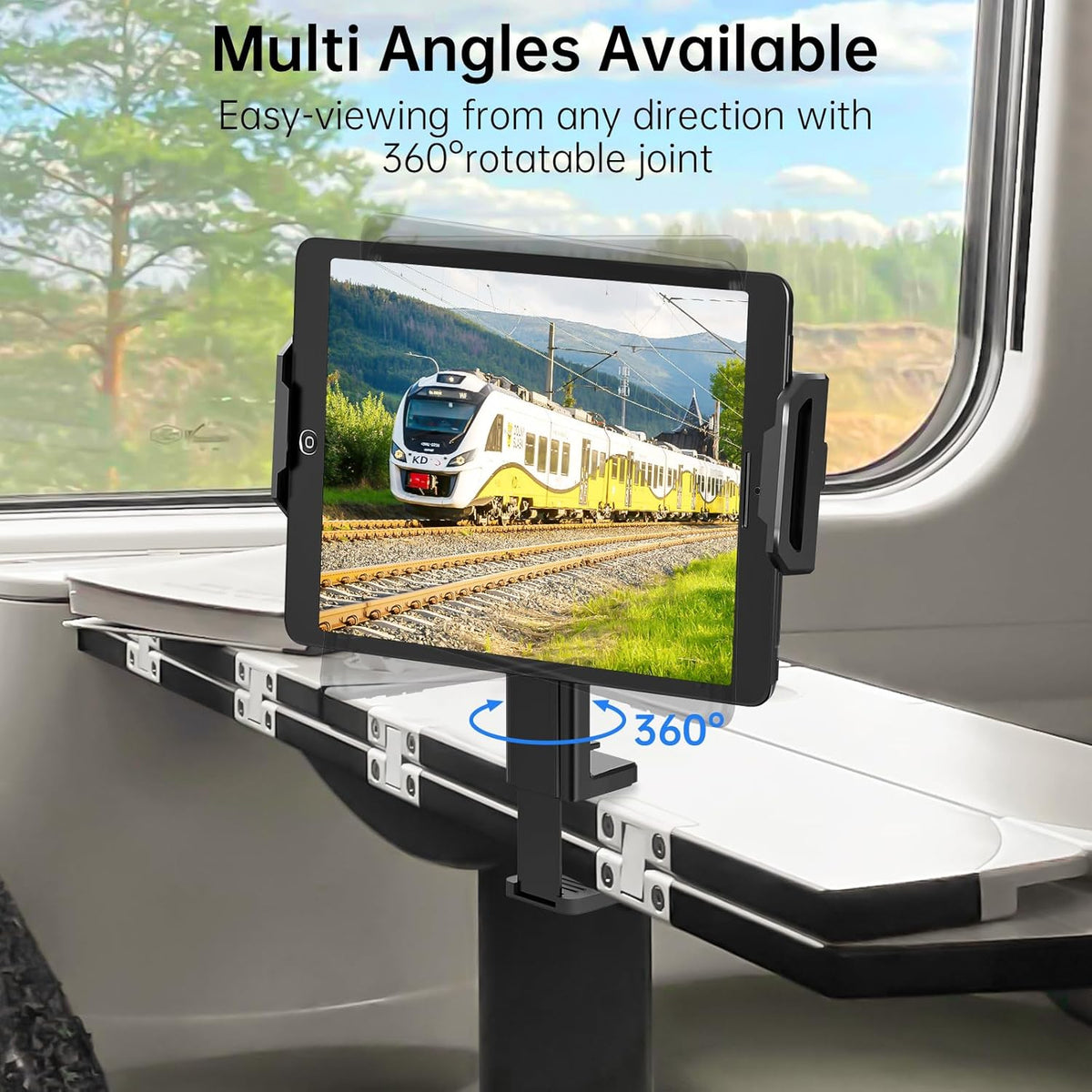 Tablet Holder–Airplane iPad/Kindle/Phone Holder Mount for iPad & Tablets, Travel Tablet Stand for Plane Seat Back, Kitchen and RV, Fits 5.9"-9.8" Devices, Release Hands Flight Accessories