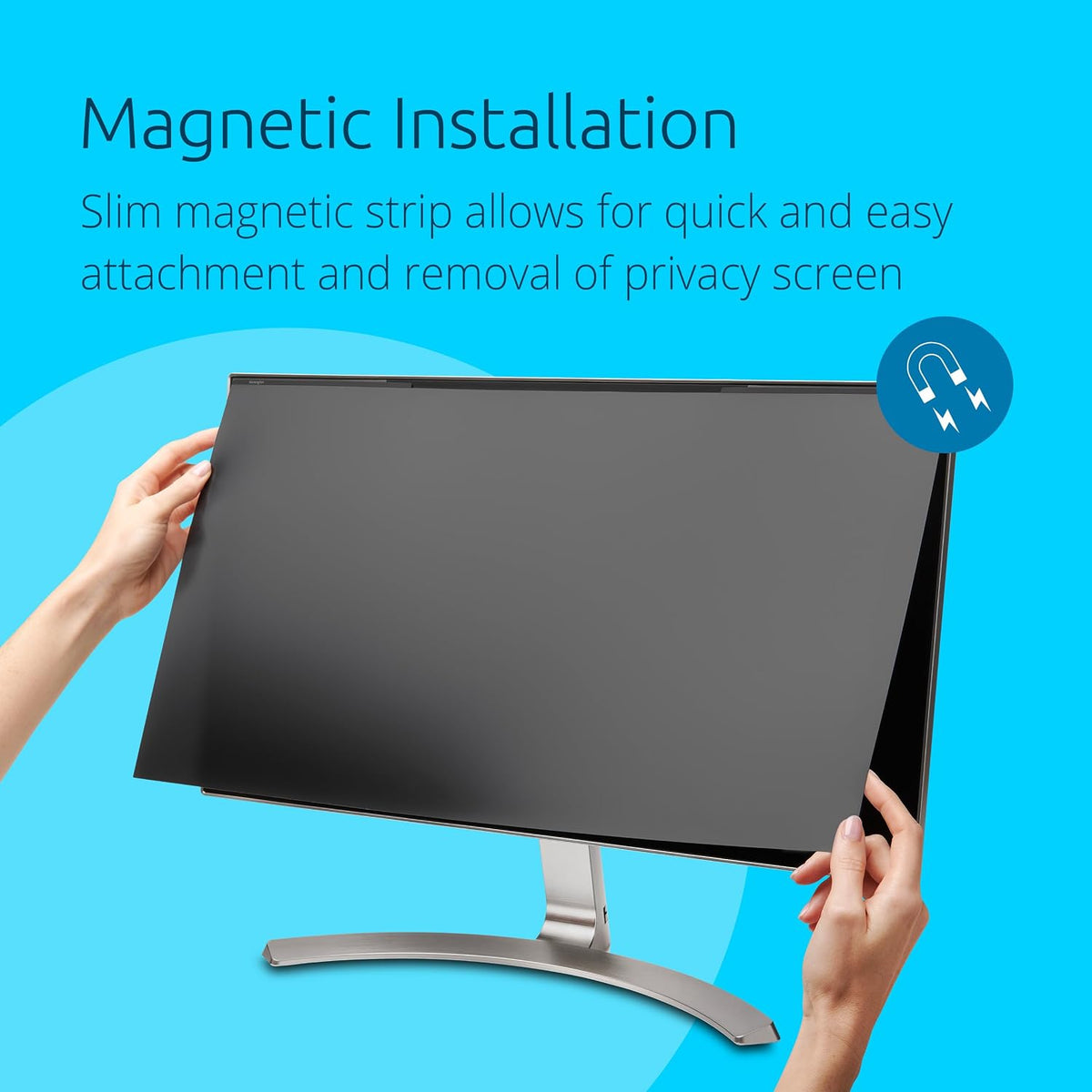 Kensington MagPro 24 Inch Magnetic Computer Privacy Screen for Desktop, Removable 16:10 Computer Privacy Filter, Anti-Glare Blue Ray Reduction, Compatible with Slim Bezel Monitors, K55423WW