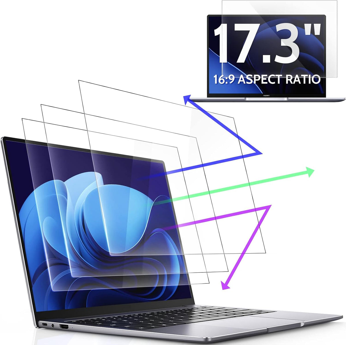 Peslv 3 Pack 17.3 Inch 16:9 Anti Blue Light Screen Protector for Laptop