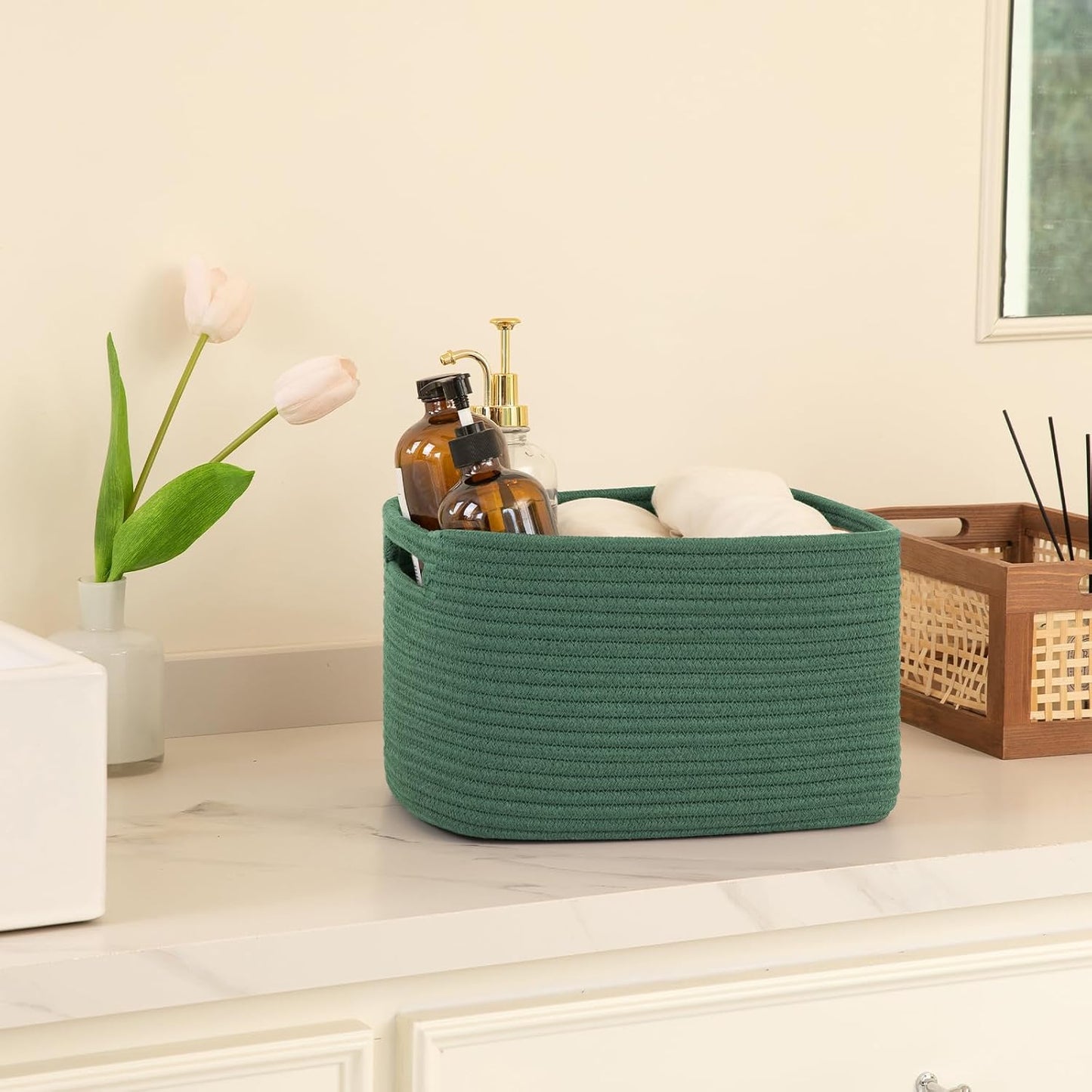 OIAHOMY 4 Pack Storage Baskets for Organizing 15L Cube Storage Bins Green