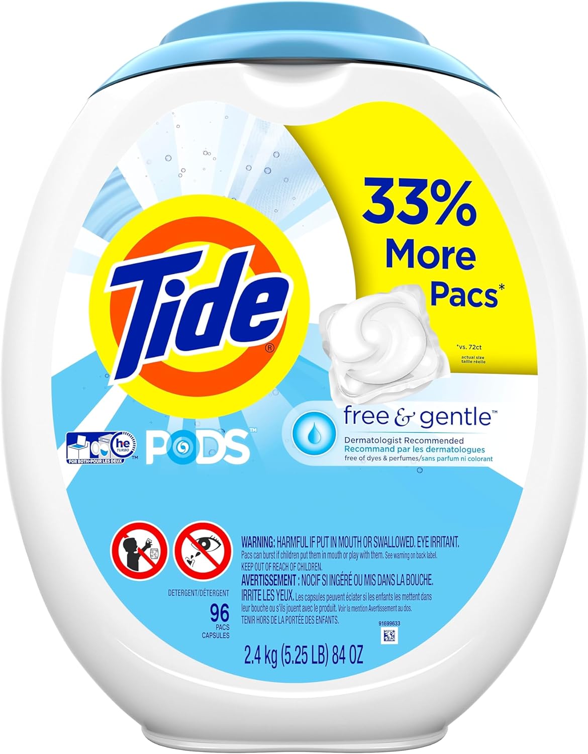 Tide PODS Free & Gentle Laundry Detergent Soap Pacs, 112 Count, Tide PODS Laundry Detergent, Laundry Detergent Pacs, Laundry PODS Detergent