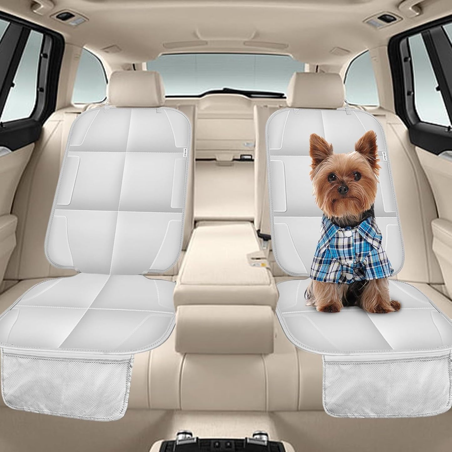 Meolsaek Car Seat Protector for Child Car Seat, Durable 600D Fabric Waterproof Car Seat Cover with Thick Pad Non-Slip Backing，No Imprints (Light Gray-2 pcs)