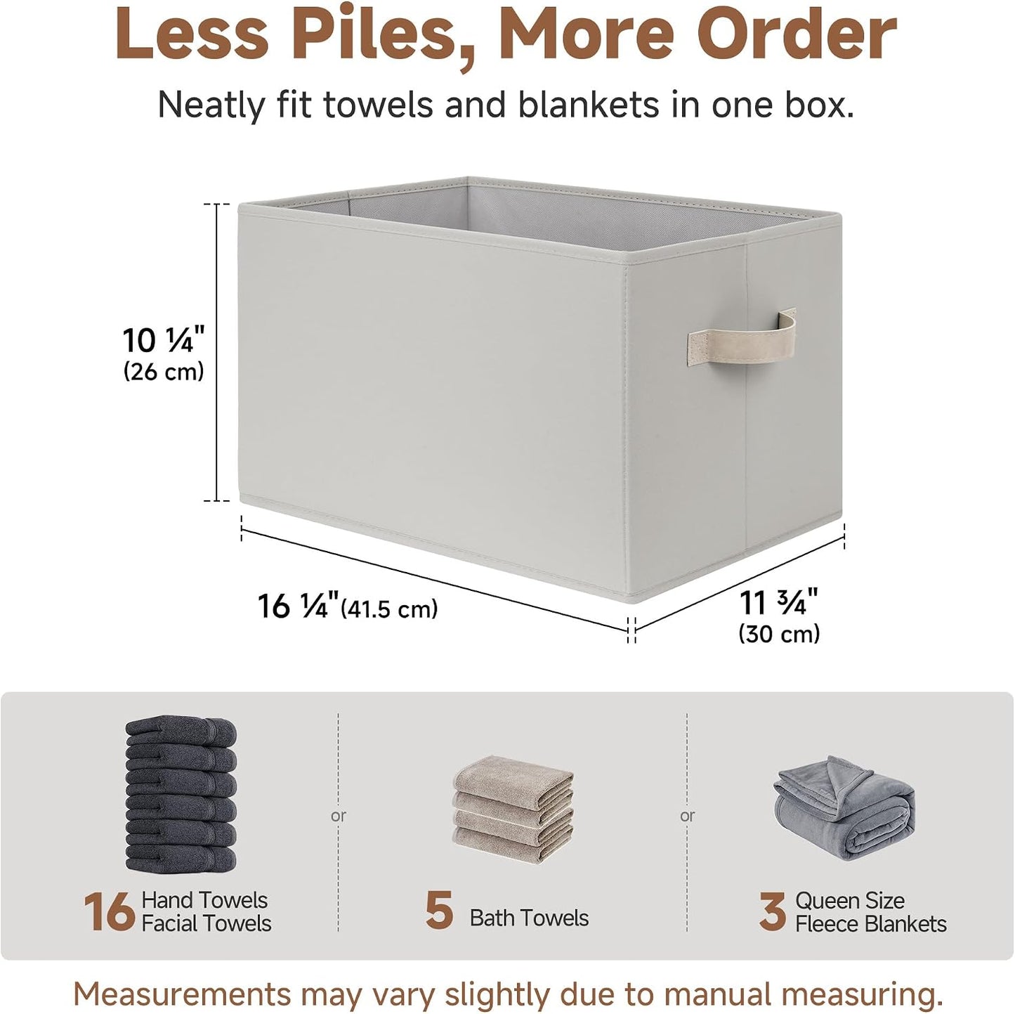 StorageWorks Storage Baskets for Shelves, Light Gray, Extra Large, 3-Pack | Closet Storage Bins, Fabric Storage Bins, Closet Organization and Storage Baskets, Organizer Bins for Clothes