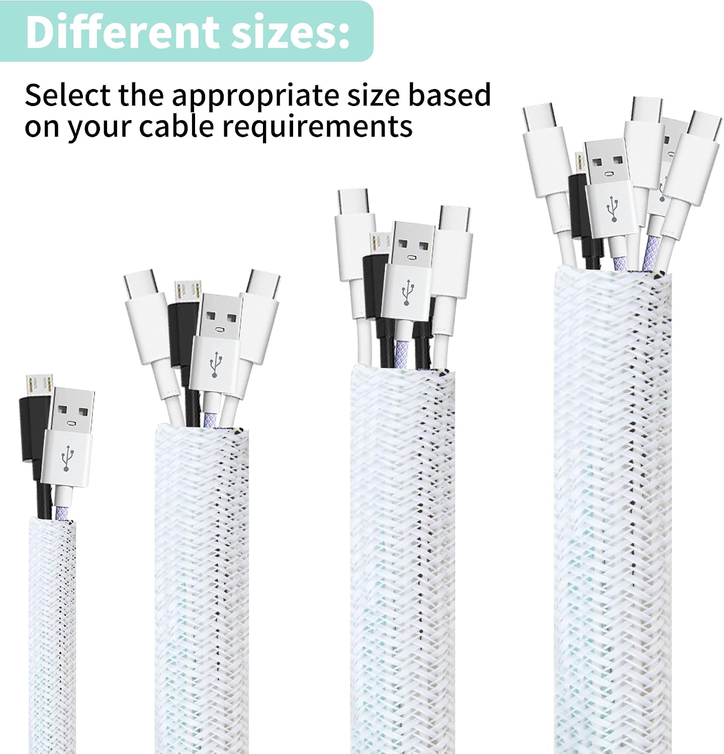 Split Wire Loom 1/4 Inch 25ft, Braided Cable Sleeve for Cable Management, Cord Protector for Pets, TV, Desk & Automotive, White