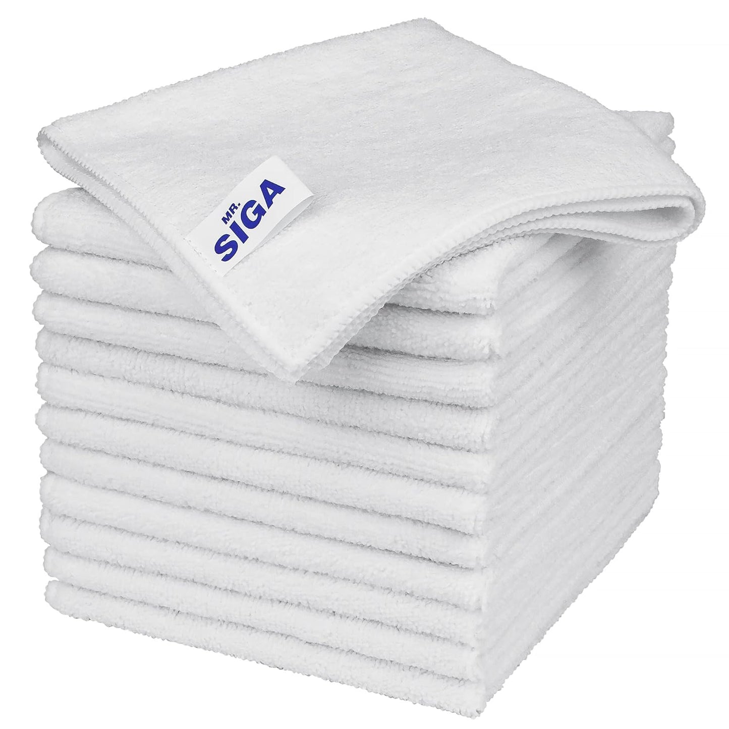 MR.SIGA Microfiber Cleaning Cloth, All-Purpose Microfiber Towels, Streak Free Cleaning Rags, Pack of 12, Light Teal, Size 32 x 32 cm(12.6 x 12.6 inch)