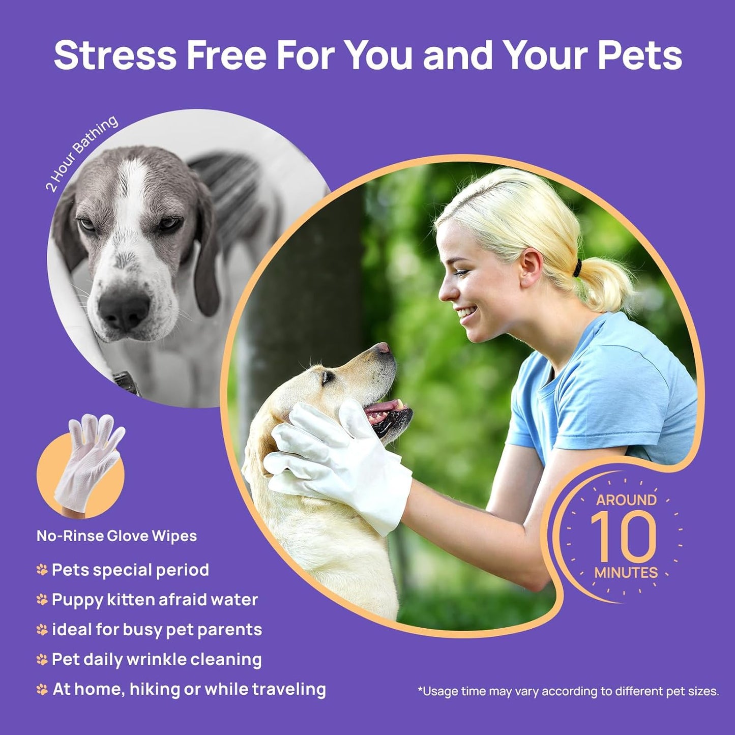 HICC PET Dog Wipes Cleaning Deodorizing Glove Wipes for Dogs, Cats & Horses, Vet Recommended Hypoallergenic Hydrating & Nourishing Pet Wipes for Eyes, Ears, Butt & Paws, No-Rinse, 20pcs Coconut Scent