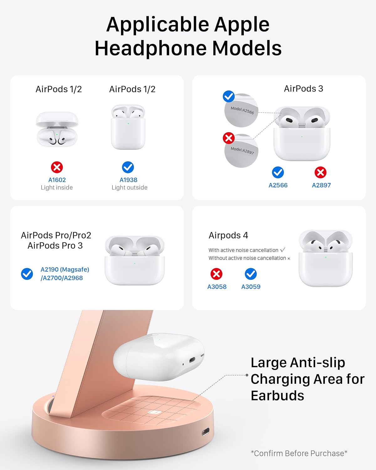 Anlmz 3 in 1 Charging Station - Wireless Charger for Apple Multiple Devices