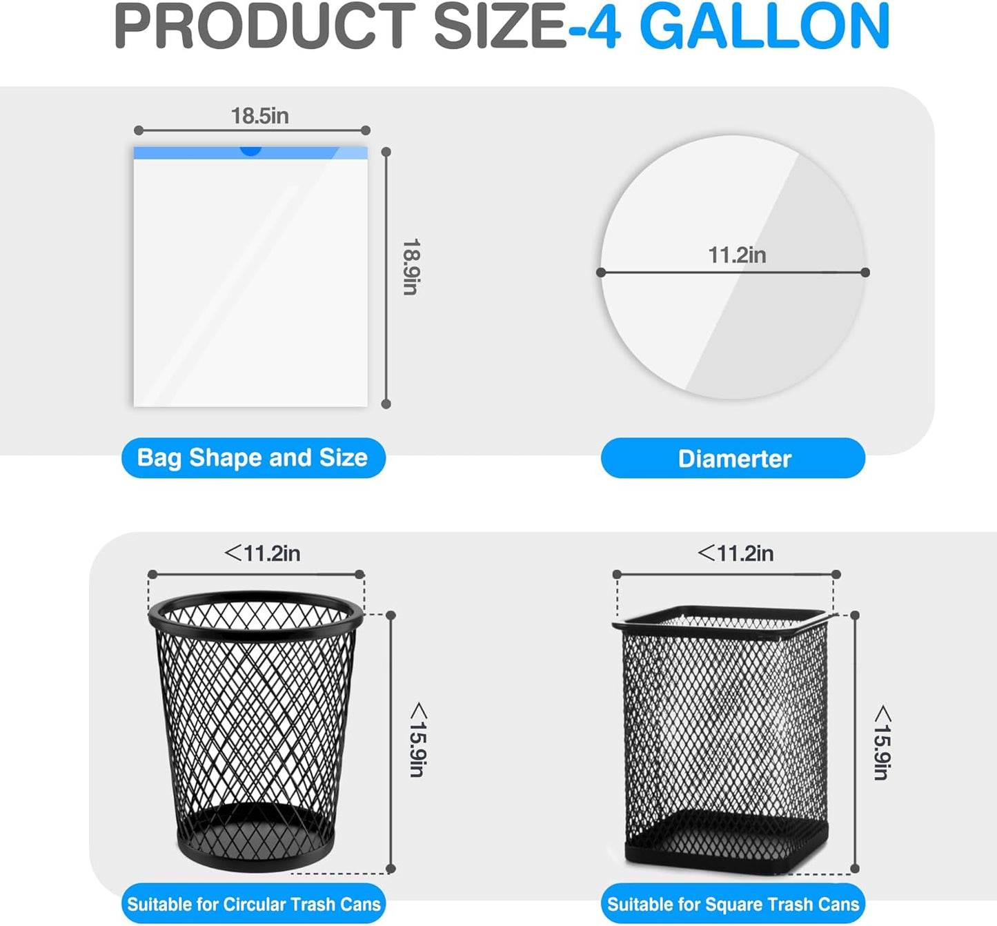 Charmount Small Trash Bags 4 Gallon, 200 Count Drawstring Mini Garbage Bags, Plastic Trash Can Liners for Bathroom Accessories, Bedroom, Dorm Room Essentials, Office