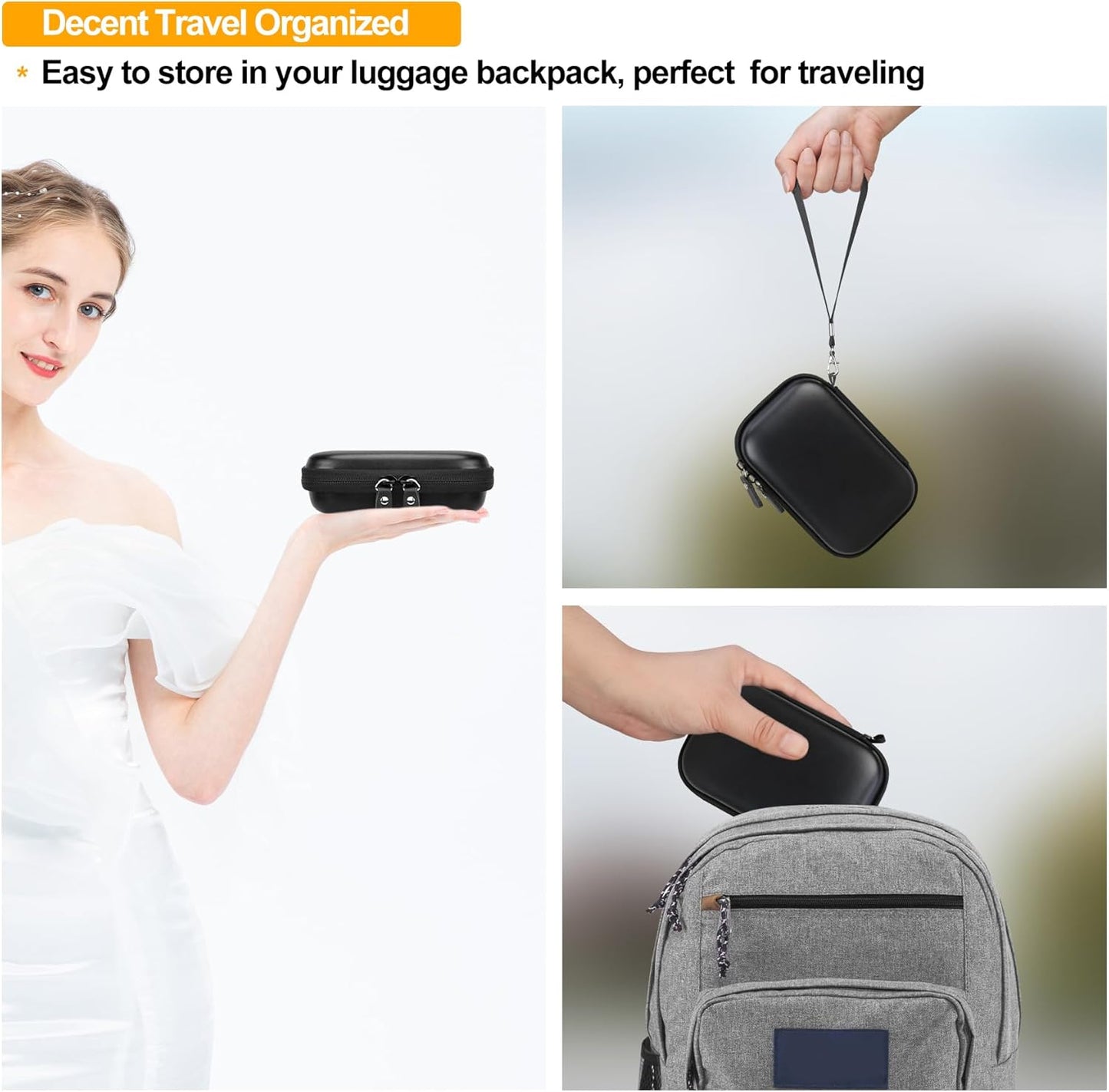 Elonbo Camera Carrying Case for KODAK PIXPRO FZ55 / FZ53 / FZ45 / FZ43 16MP Digital Camera, Vlogging Camera Storage Holder Travel Bag, Mesh Bag Fits Batteries, Cable, Memory Card, Card Reader, Black