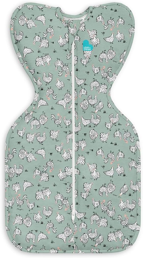 Love to Dream Swaddle UP, Baby Sleep Sack,Self-Soothing Swaddles for Newborns, Improves Sleep,Secure Fit Calms Startle Reflex,New Born Essentials for Baby,1.0 TOG,Small 5-8.5 lbs,Chicken Run Olive