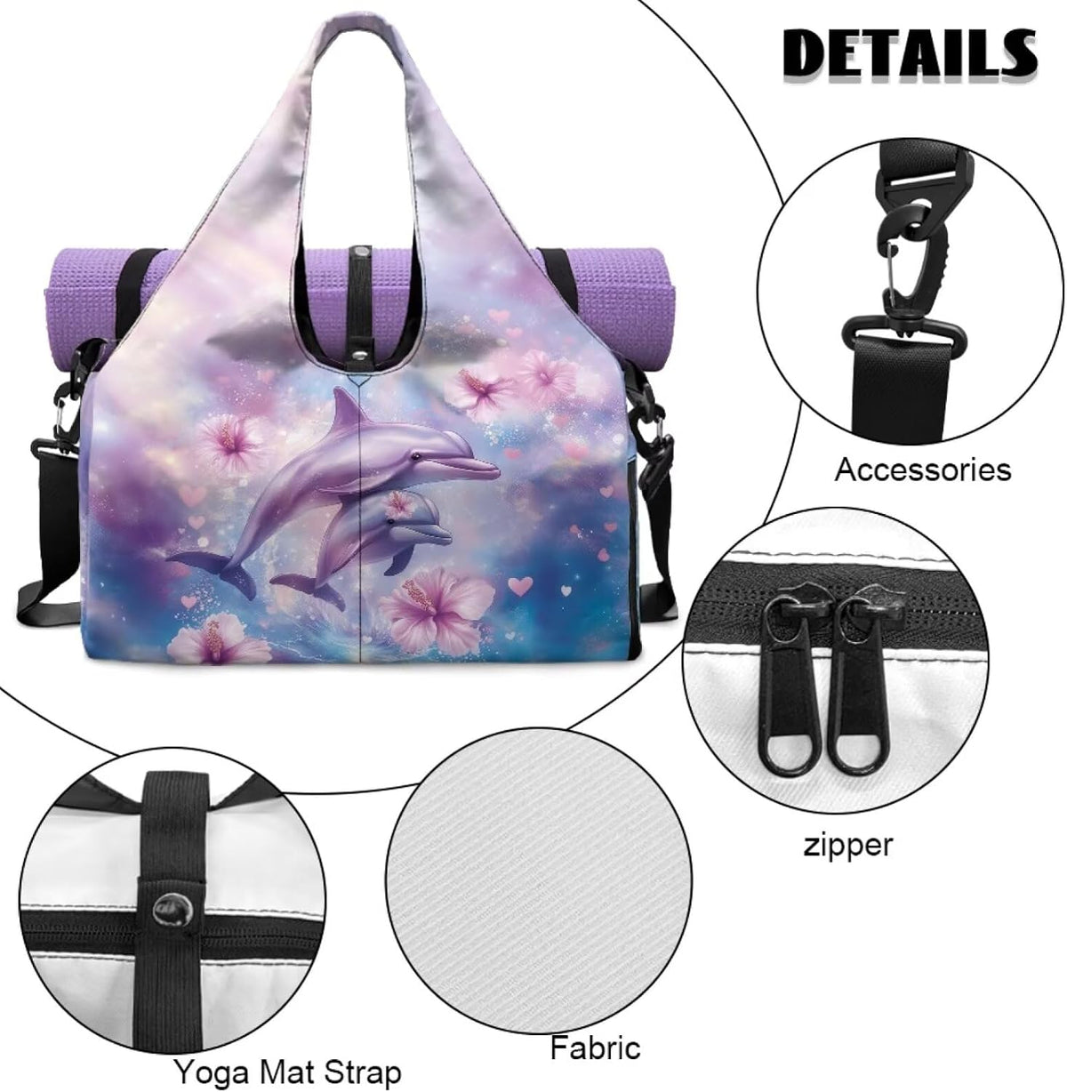 Gym Bag with Yoga Mat Holder Large Tote Bag With Multi Pockets for Women Men Dry Wet Separated Pocket Carryall Yoga Tote Bag for Pilates Travel Workout Office