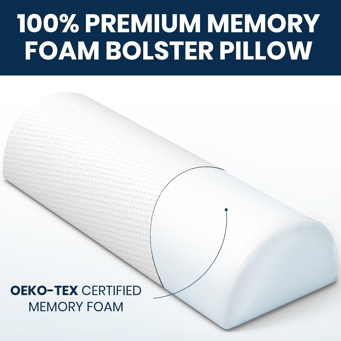 Everlasting Comfort Under Knee Pillow for Back Sleeping - Memory Foam Half Moon Leg Bolster Pillow for Back Pain, Thoracic Support