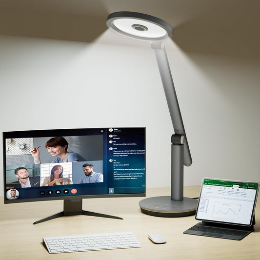 Honeywell H6 Desk Lamp for Home Office, Dimmable Reading Table Light, Gray