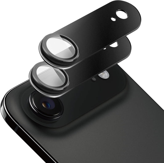 2 Pack Camera Lens Protector for iPhone 17 Air,[Not Easy to Breakn ] AR Tempered Glass Strong Adsorption Metal Camera Cover Screen-Black