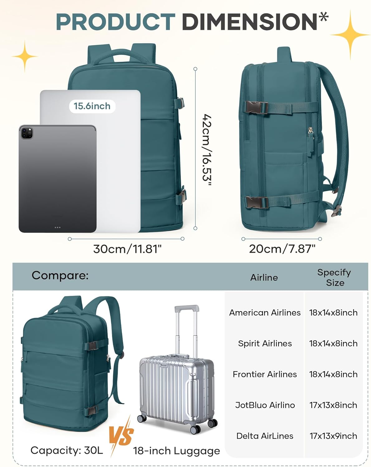 coofay Travel Backpack For Women Men Airline Approved Carry On Backpack Flight Approved Waterproof Sports Luggage Backpack Casual Daypack Small Hiking Backpack