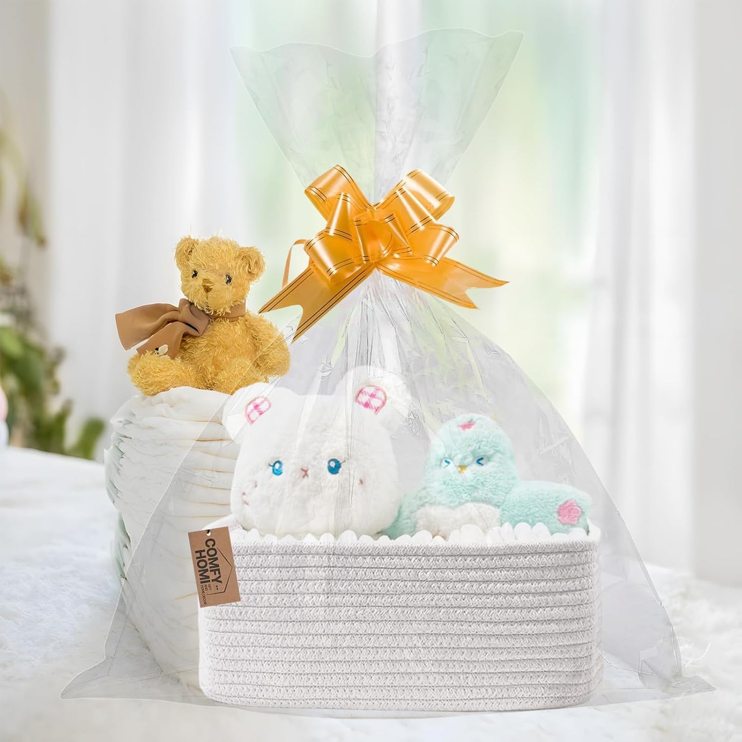 COMFY-HOMI 11.5"x7.5"x4.7" Storage Baskets for Organizing | Cotton Rope Woven Basket | Toy Storage Bin Box | Basket for Shelves, Closet Organizer Bin, Decorative Closet Shelf, 1 Pack