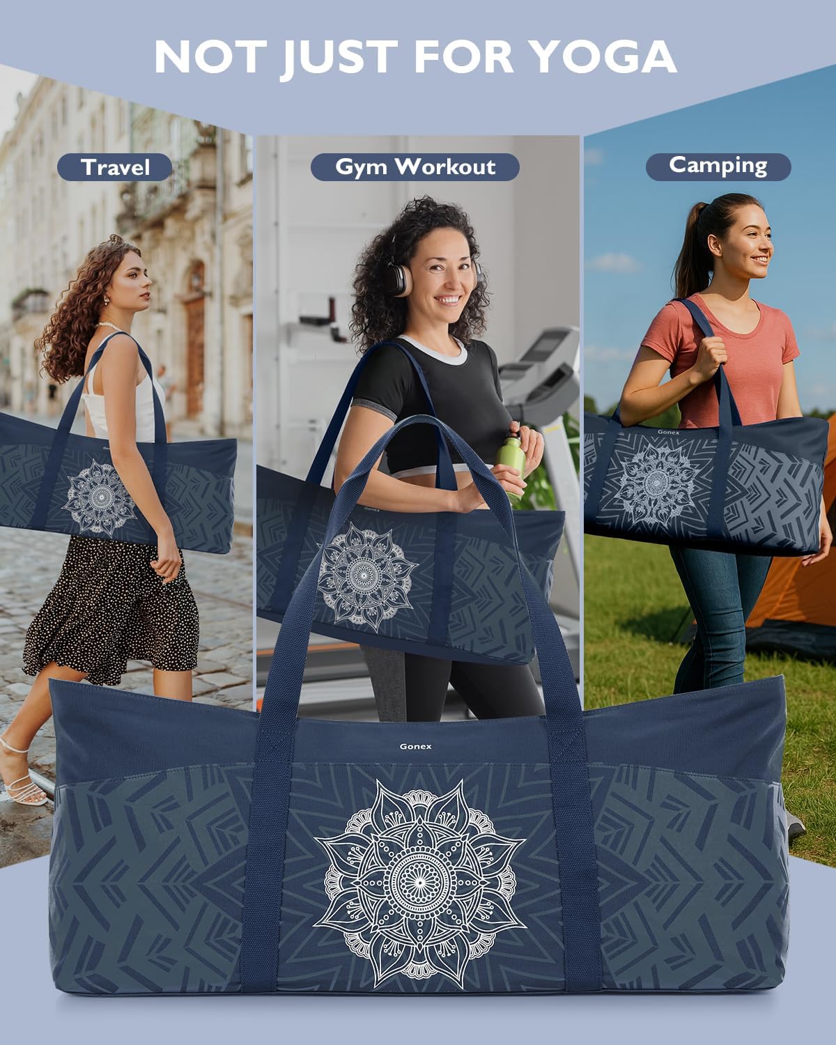 Gonex Yoga Mat Bag For Women, 60L Extra Large Pilates Mat & Blocks Carrier
