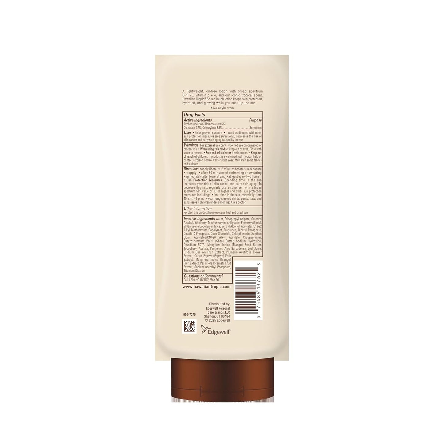 Hawaiian Tropic Sheer Touch Lotion Sunscreen SPF 70, 8 Fl Oz | Broad Spectrum, Oxybenzone Free, Sunblock Lotion, Hawaiian Tropic Sunscreen SPF 70, 8 Fl Oz