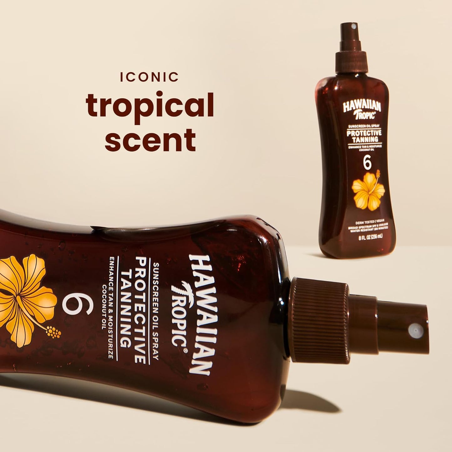 Hawaiian Tropic Dark Tanning Oil Spray Pump, SPF 6 8 Oz (Packaging May Vary)
