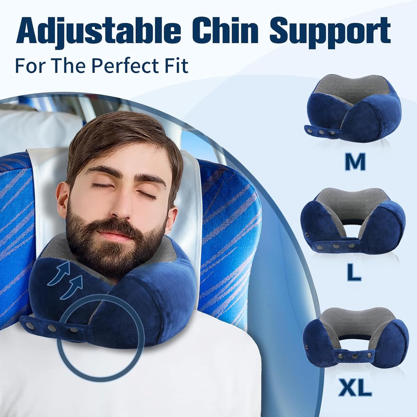 Cirorld Neck Pillow for Traveling, Travel Pillows for Airplanes,100% Pure Memory Foam Travel Neck Pillow, Adjustable Flight Pillow, Portable Plane Accessories with Eye Mask, Earplugs, Carry Bag