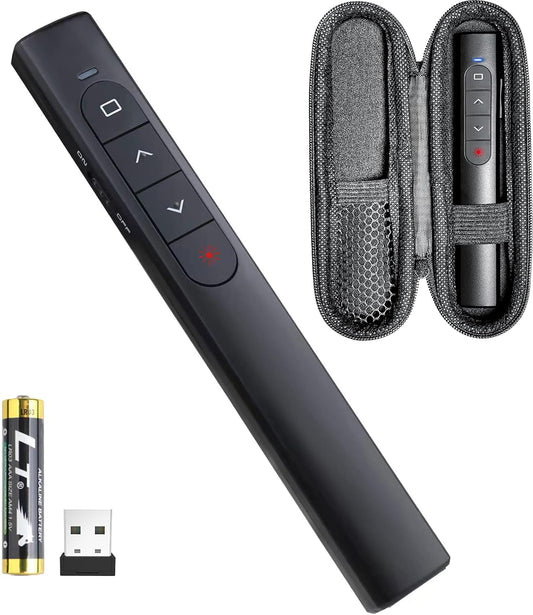PowerPoint Presentation Clicker & Case, Presenter Remote with Red Laser