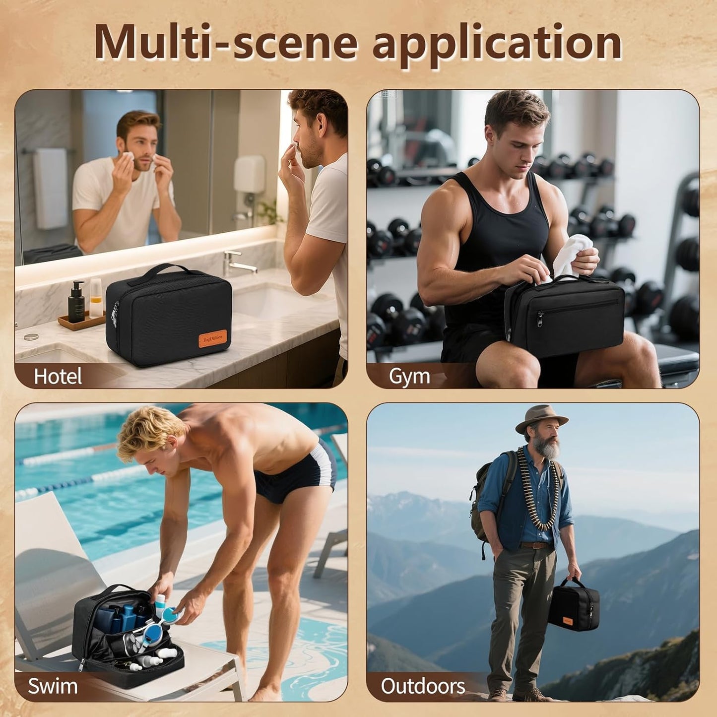 Father Day Gift for Dad Husband Toiletry Bag for Men Travel Essentials Shaving Bag Kit Accessories Birthday Groomsmen Anniversary Retirement Gifts for Men Him Boyfriend Son -Black Lining