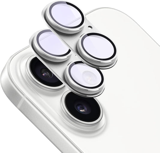 2 Pack Camera Lens Protector for iPhone 17,[Not Easy to Breakn ] AR Tempered Glass Strong Adsorption Metal Camera Cover Screen-Silvery