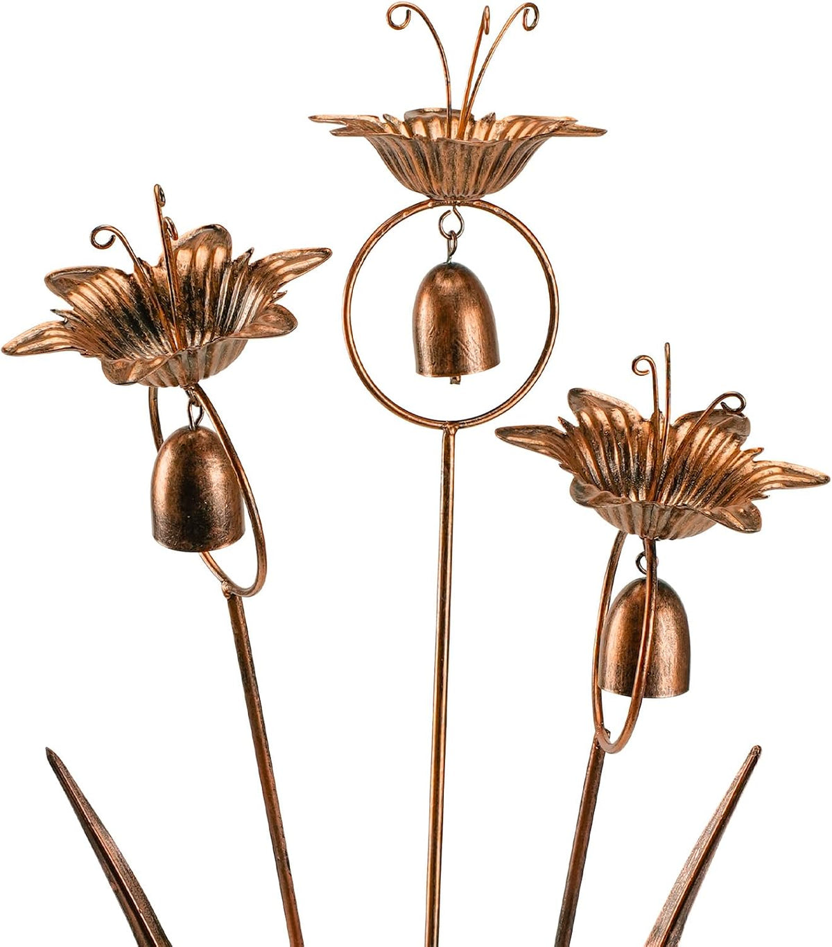 WSgift Gardens Metal Calla Lily Flowers with Bells for Outside Yard Art Metal Lilies Bronze