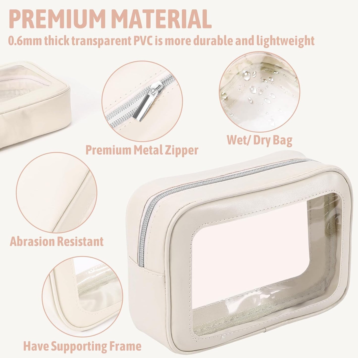 YOPCDJ 5PCS Diaper Bag Organizer Pouch Set, TSA Approved Toiletry Bag，Clear Waterproof TPU Makeup Bag Set Travel Organizer Bags for Women and Kids