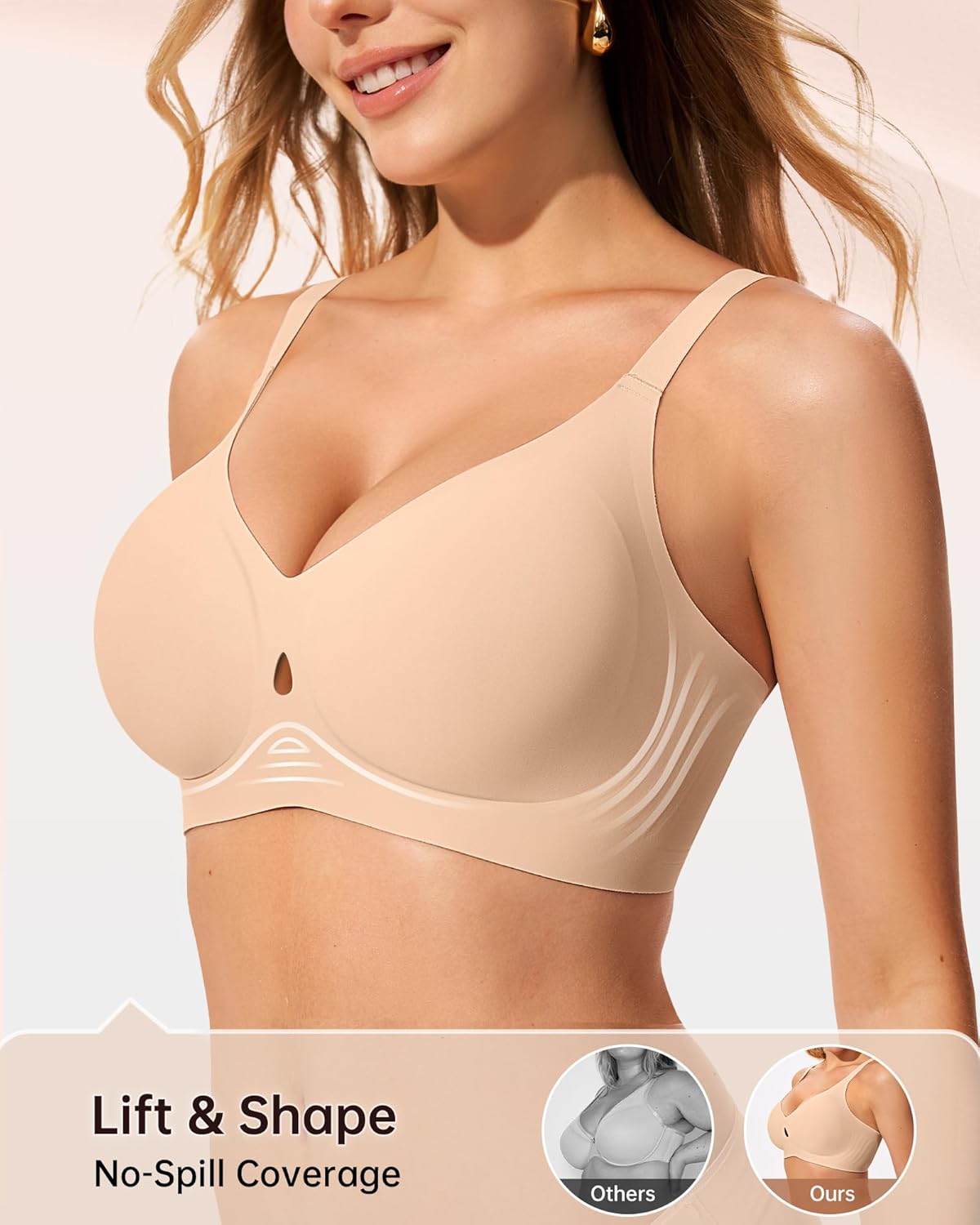 LetsJoli Wireless Bras for Women No Underwire Jelly Bras Seamless Push Up Full Coverage Bralettes Comfortable Everyday Bra