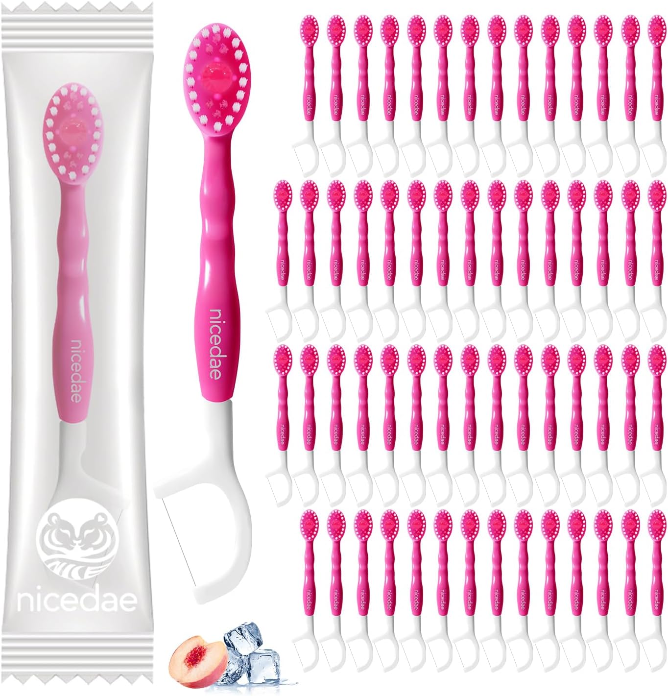 Disposable Mini Travel Toothbrush Bulk with Toothpaste 5in1 60Ct Portable Toothbrushes Set Floss Pick Tongue Scraper Cruise and Travel Essentials (Green)